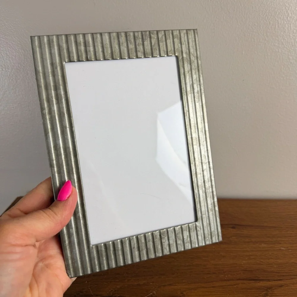 Galvanized Metal 4x6 Picture Frame Corrugated Rustic Farmhouse Industrial